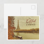 パリフランスヴィンテージ – ザエッフェルタワー ポストカード (正面/裏面)