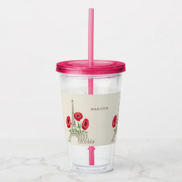 パリフランス名前をカスタムするタンブラー アクリルタンブラー