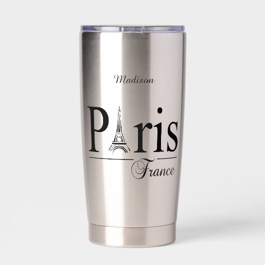 パリフランス名前をカスタムする 保温保冷タンブラー (背面)