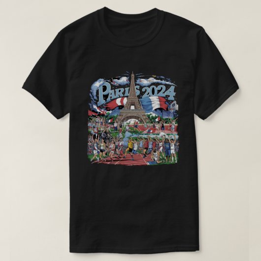 パリフランス国旗エッフェルタワーフランスの土産トラ Tシャツ (デザイン正面)