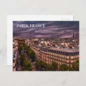 パリフランス夕べスカイラインエッフェルタワー写真 ポストカード (正面/裏面)