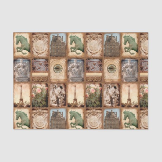 パリフランス旅行写真のコラージュ 薄葉紙 (正面)