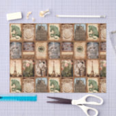 パリフランス旅行写真のコラージュ 薄葉紙 (クラフト)