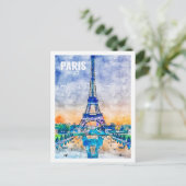 パリフランス有名な旅行プレイスウォーターカラースケッチ ポストカード (スタンド正面)
