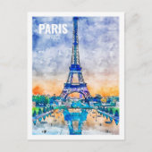 パリフランス有名な旅行プレイスウォーターカラースケッチ ポストカード (正面)