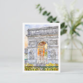 パリフランス有名な旅行プレイスウォーターカラー ポストカード (スタンド正面)