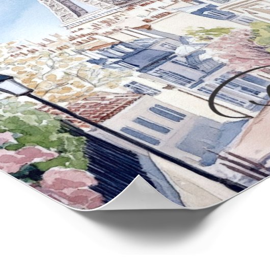 パリフランス水絵を描色の旅行 ポスター (角)