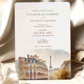 パリフランス目的地ウェディングウォーターカラー 招待状
