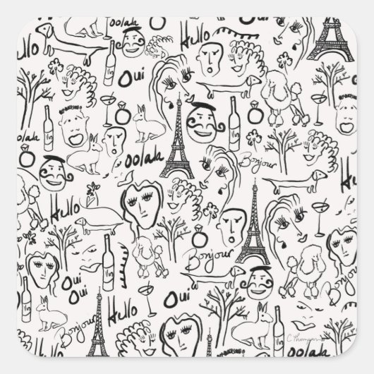 パリフランス通りシーンバイ©キャシー・トンプソン スクエアシール (正面)