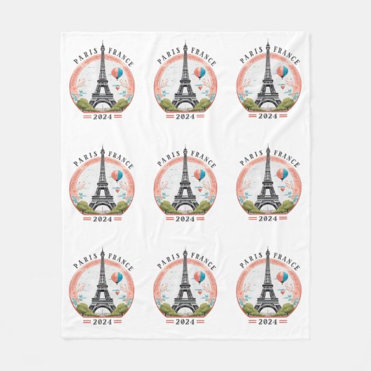 パリフランス2024フリースブランケットエッフェルタワー フリースブランケット (正面)