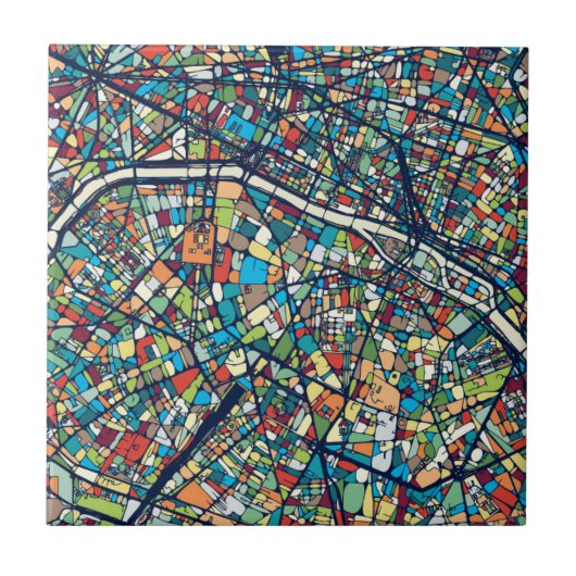 パリフランス|のカラフルな地図 タイル (正面)