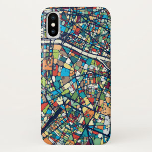 パリフランス のカラフルな地図 iPhone X ケース