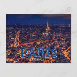 パリフランス – エッフェルタワーナイトハガキ インビテーションポストカード