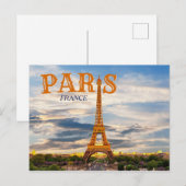 パリフランス – エッフェルタワーヴィンテージはがき インビテーションポストカード (正面/裏面)