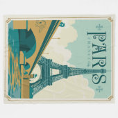 パリフランス – エッフェルタワー フリースブランケット (正面(横))