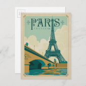 パリフランス – エッフェルタワー ポストカード (正面/裏面)