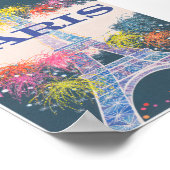 パリフランス、エッフェルタワー、ヴィンテージ旅行 ポスター (角)