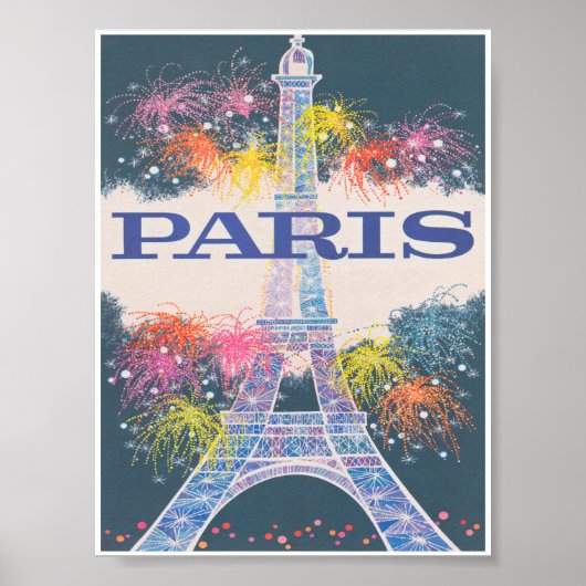 パリフランス、エッフェルタワー、ヴィンテージ旅行 ポスター (正面)