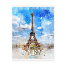 パリフランス-エッフェル塔のヴィンテージの水彩画