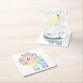 パリフランス|凱旋門|のネオンデザイン スクエアペーパーコースター (インサイチュ)