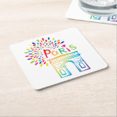 パリフランス|凱旋門|のネオンデザイン スクエアペーパーコースター (アングル)