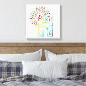 パリフランス |凱旋門 |ネオンデザイン キャンバスプリント (インサイチュ (寝室))