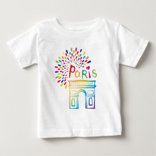 パリフランス |凱旋門 |ネオンデザイン ベビーTシャツ (正面)