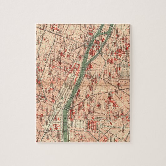 パリフランス(1910年)のヴィンテージの地図 ジグソーパズル (縦)
