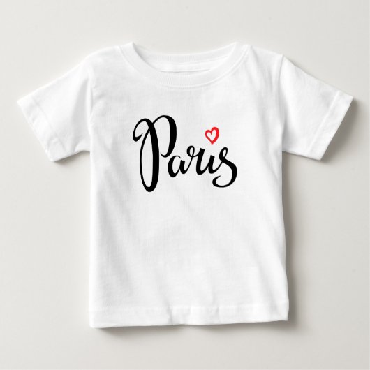パリブラシレタリング付ハート ベビーTシャツ (正面)