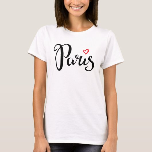パリブラシレタリング付ハート Tシャツ (正面)