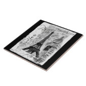 パリブラック&ホワイトエッフェルタワー通りシーン タイル (側面)