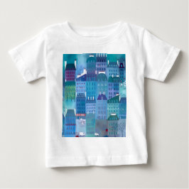 パリブルースモダンシティスケープ絵画ズ ベビーTシャツ