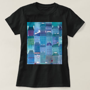 パリブルースモダンシティスケープ絵画ズ Tシャツ