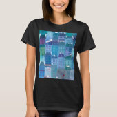 パリブルースモダンシティスケープ絵画ズ Tシャツ (正面)