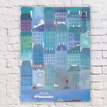パリブルース ウッドボックスサイン<br><div class="desc">モダンパリの絵画春の街の風景。フランスと建築を愛する人フランスののために。オリジナルアート：Nic Squirrell</div>