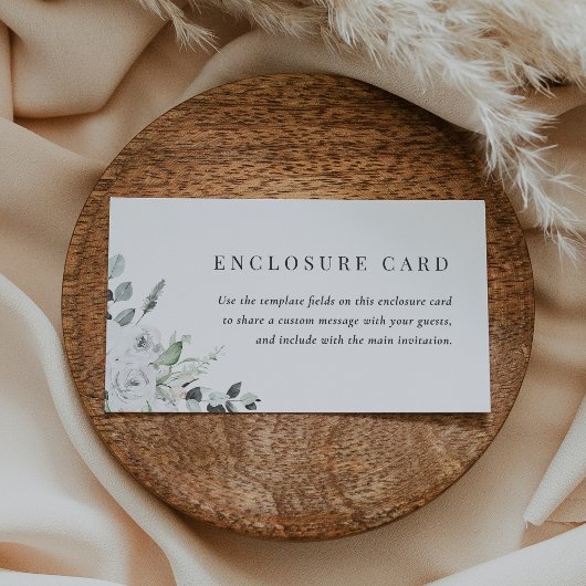 パリブルームコレクションの白い花の編集可能なブライダルシャワーの封入カード エンクロージャーカード