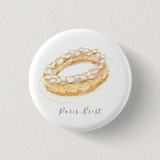 パリブレスト水彩画 缶バッジ (正面)