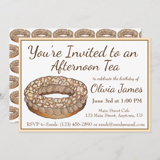 パリブレスト フランス菓子 アフタヌーンティーパーティー 招待状 (正面/裏面)