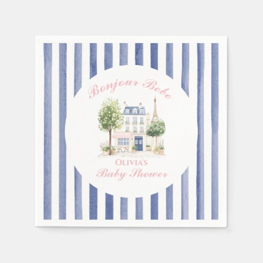 パリベビーシャワーパリジャンカフェティーパーティー スタンダードカクテルナプキン (正面)