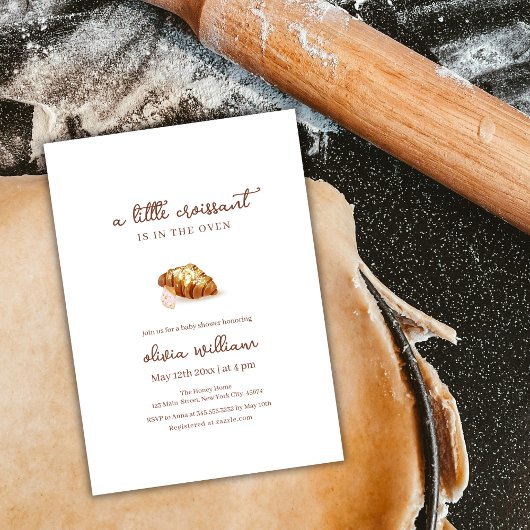 パリベーカリーペストリークロワッサンベビーシャワー 招待状