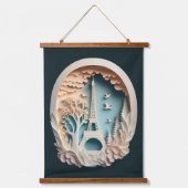 パリペーパーカットスタイルウッドトップウォールタペストリー 吊り下げ型タペストリー (正面)