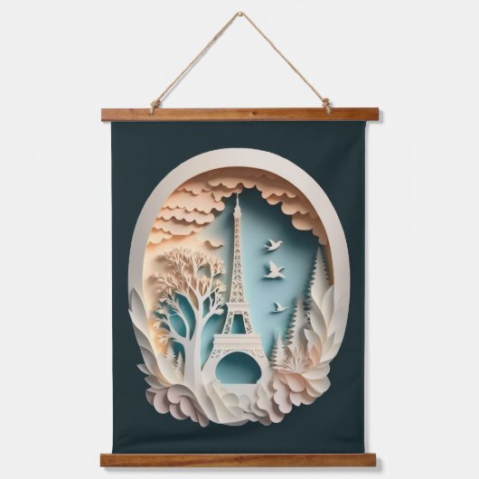 パリペーパーカットスタイルウッドトップウォールタペストリー 吊り下げ型タペストリー (正面)