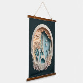 パリペーパーカットスタイルウッドトップウォールタペストリー 吊り下げ型タペストリー (傾斜あり)