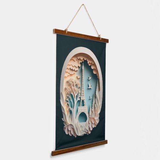 パリペーパーカットスタイルウッドトップウォールタペストリー 吊り下げ型タペストリー (傾斜あり)