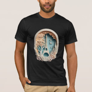 パリペーパーカットスタイルメンズブラックTシャツ Tシャツ