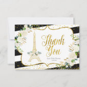 パリホワイトフローラブライダルシャワーサンキューカード サンキューカード (正面)