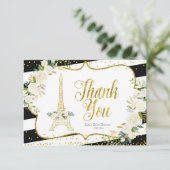 パリホワイトフローラブライダルシャワーサンキューカード サンキューカード (スタンド正面)