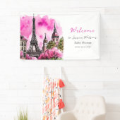 パリボンジュールベフランスのブピンクブラックベビーシャワー 横断幕 (インサイチュ)