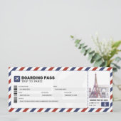 パリボーディングパストラベルトリップ飛行機ギフトチケット 招待状 (スタンド正面)