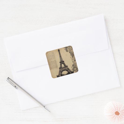 パリモダンエッフェルタワーフランスヴィンテージ スクエアシール (封筒)